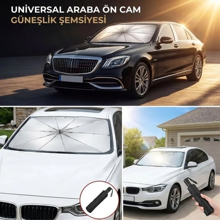 Premium Katlanabilir Araç Ön Cam Güneşliği – Şemsiye Tipi Oto Güneşlik, UV Korumalı Isı Yalıtımlı Ön Cam Gölgelik
