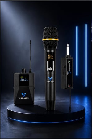Mikrofon Seti Uhf Çift Kanal Profesyonel El Mikrofonu 50-80m Menzil