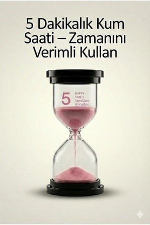 5 Dakikalık Kum Saati Zamanlayıcı – PEMBE Dekoratif Masa Saati 4 Renk Seçeneği