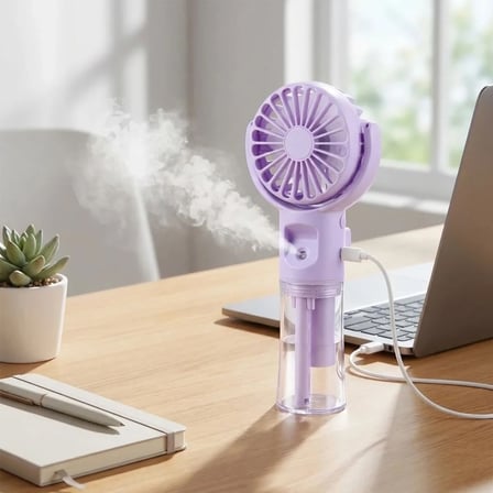 4 Kademeli Spreyli Şarjlı El Fanı – Boyuna Asılabilir USB Şarjlı Taşınabilir Mini Fan F4