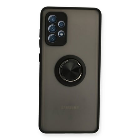 Samsung Galaxy A72 Kılıf Montreal Yüzüklü Silikon Kapak - Siyah
