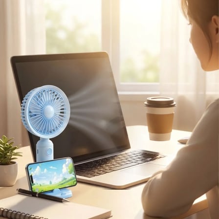 3 Kademeli Masaüstü Fan – Telefon Tutuculu Özellikli Standlı Elde Taşınabilir Mini Fan  EKL29