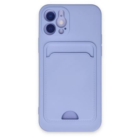 Apple İphone 12 Kılıf Kelvin Kartvizitli Silikon - Lila