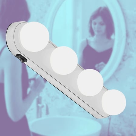 Kablosuz Parlak Banyo Stüdyo Makyaj Aynası Işığı Pilli Vantuzlu Taşınabilir 4 Led Ampul