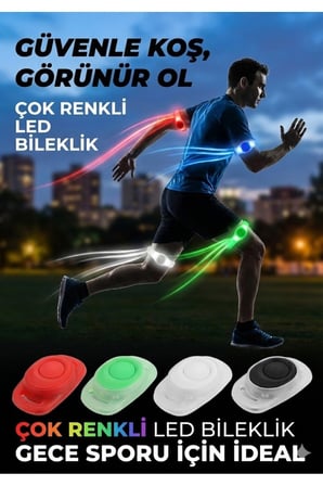 Gece Koşu Bilekliği: Su Geçirmez, 2 Fonksiyonlu, Işıklı Güvenlik Bandı