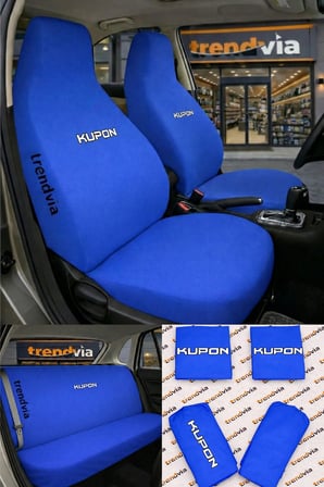 Kupon Logolu Oto Koltuk Kılıfı Ön Arka Set – Penye Likralı Universal Koltuk Koruyucu Servis Kılıfı