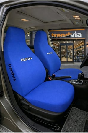 Kupon Logolu Oto Koltuk Kılıfı Ön Arka Set – Penye Likralı Universal Koltuk Koruyucu Servis Kılıfı