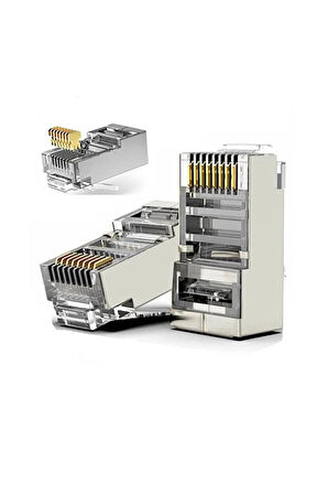 400 Adet Yeni Nesil Metal 3 Micron Gold Plated Cat5Cat6 RJ45 Konnektörü 8P8C Ethernet Kablo Ucu Jack