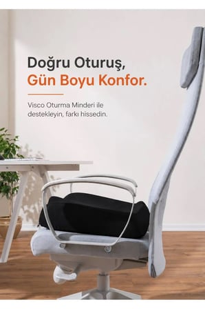Visco Coccyx Oturma Minderi | Ortopedik Kuyruk Sokumu Minderi | Visco Sünger | 47x41x12 cm