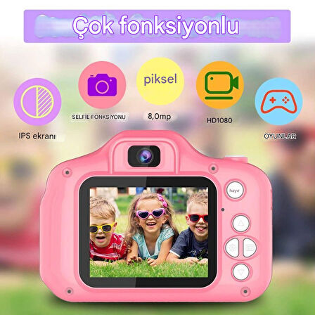 Çift Lens Selfie Kamera Dijital Çocuk Kamerası 20MP  1080P HD