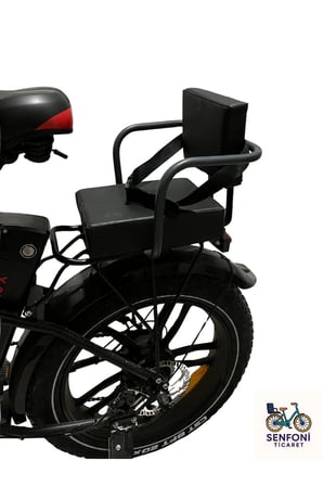 SKYJET Elektrikli Bisiklet Yan Korumalı Çocuk Koltuğu, Emniyet Kemerli Deri Arka Bisiklet Koltuğu, Sele