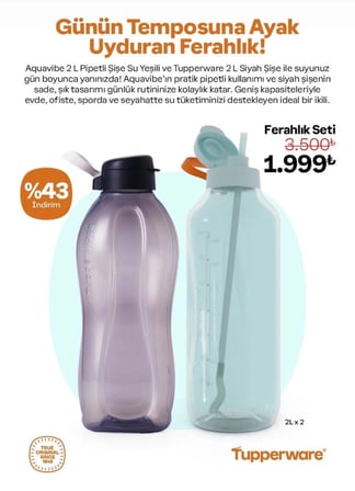 Tupperware eco şişe 2 lt 2 li