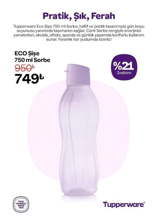 Tupperware Eco Şişe 750 lila
