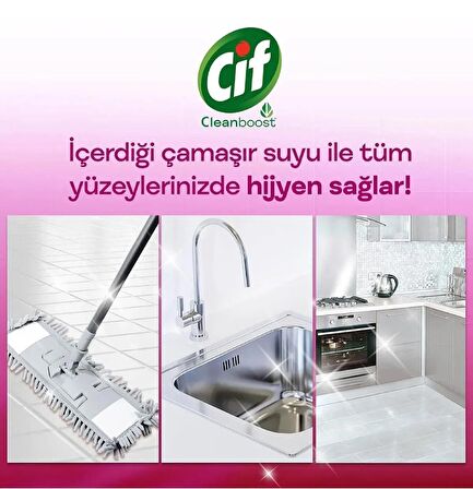 Cif Jel Yüzey Temizleyici Cleanboost Tüm Yüzeyler İçin Leke Çıkarıcı Çamaşır Sulu Çiçek Ferahlığı 750 ML