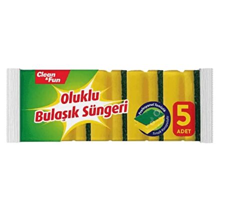 clean & fun Oluklu Bulaşık Süngeri 5'li 3 Paket 