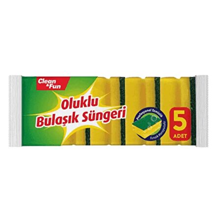 clean & fun Oluklu Bulaşık Süngeri 5'li 2 Paket