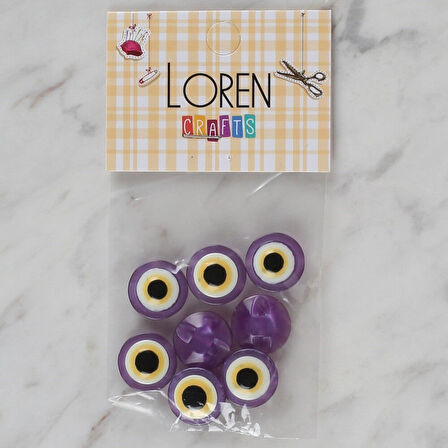 Loren Crafts Mor 8 Li Nazar Boncuğu Düğme - 169
