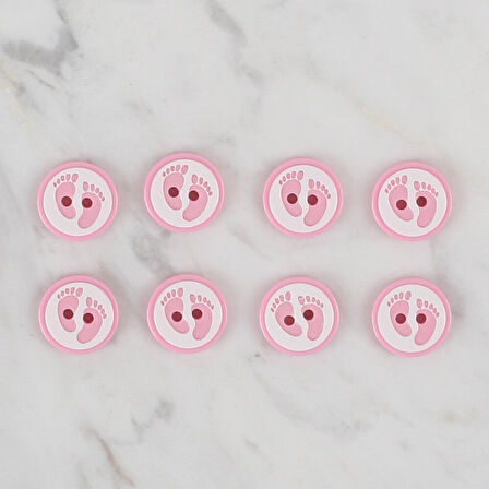 Loren Crafts Pembe 8 Li Ayak Izi Düğme - 436