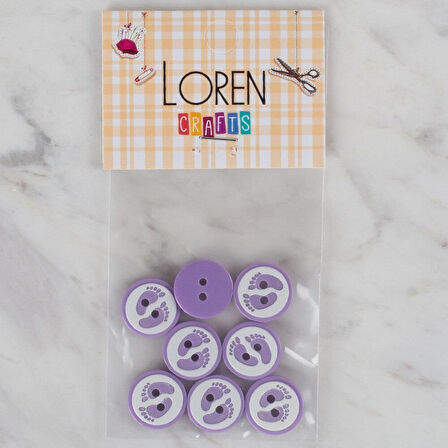 Loren Crafts Lila 8 Li Ayak Izi Düğme - 437