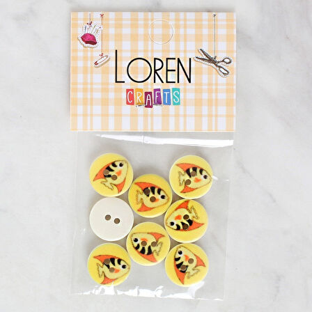 Loren Crafts 8'Li Balık Düğme - 1165