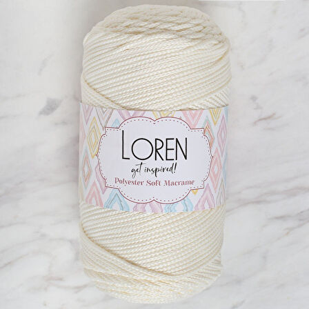 Loren Polyester Macrame Krem El Örgü İpi - Lm003 - 34427
