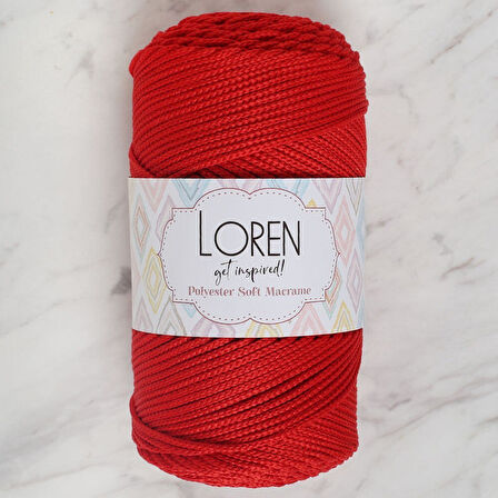 Loren Polyester Macrame Kırmızı El Örgü İpi - Lm019 - 34432