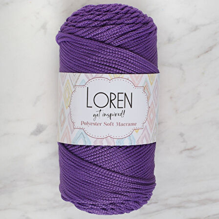 Loren Polyester Macrame Koyu Mor El Örgü İpi - Lm025 - 34434