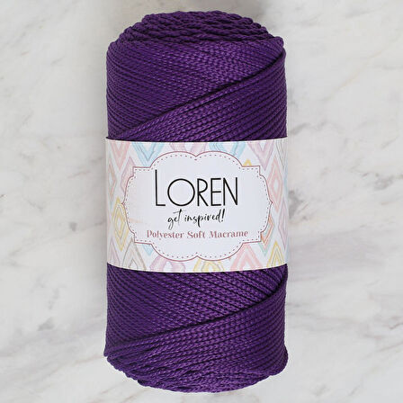 Loren Polyester Macrame Koyu Mor El Örgü İpi - Lm037 - 34442