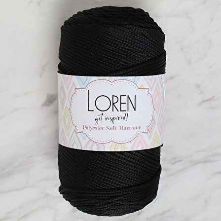 Loren Polyester Macrame Siyah El Örgü İpi - Lm040 - 34445