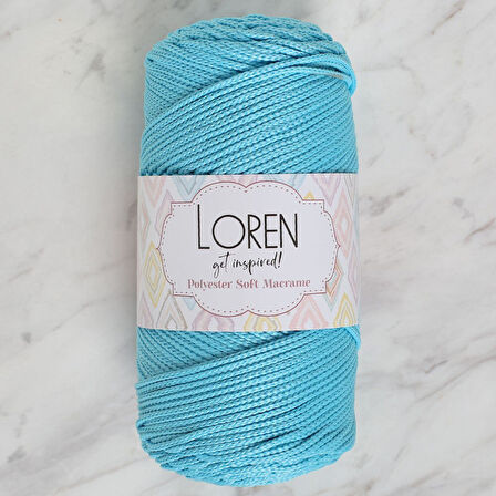 Loren Polyester Macrame Turkuaz El Örgü İpi - Lm045 - 34447