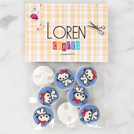 Loren Crafts 8'Li Kedi Düğme - 1068