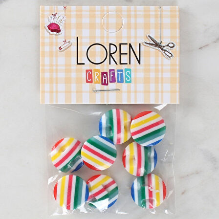 Loren Crafts 8'Li Desenli Düğme - 1097