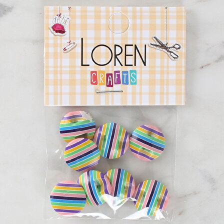 Loren Crafts 8'Li Desenli Düğme - 1104