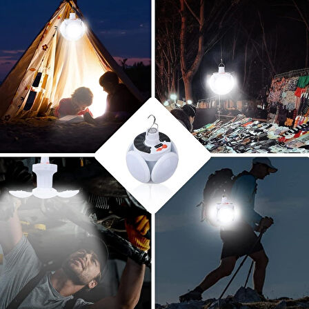 Buffer® Solar Panelli Şarjlı 5'Li Katlanabilir Acil Durum Kamp Lambası