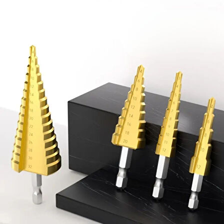 Buffer® 3 Parça Kademeli Matkap Ucu Paslanmaz Uç Alüminyum Sac Demir Delme Seti