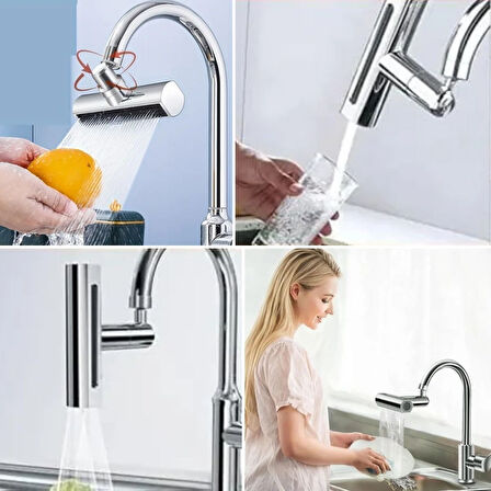 Buffer® 3 Farklı Modlu Çok Amaçlı Musluk Adaptörü Evrensel Musluk Başlığı Şelale Musluk