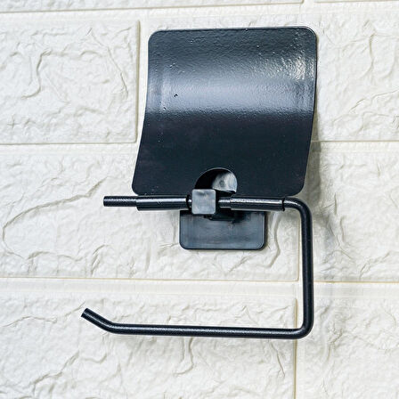 Buffer® Kendiliğinden Yapışkanlı Siyah Paslanmaz Metal Kapaklı Tuvalet Kağıtlığı Aparatı