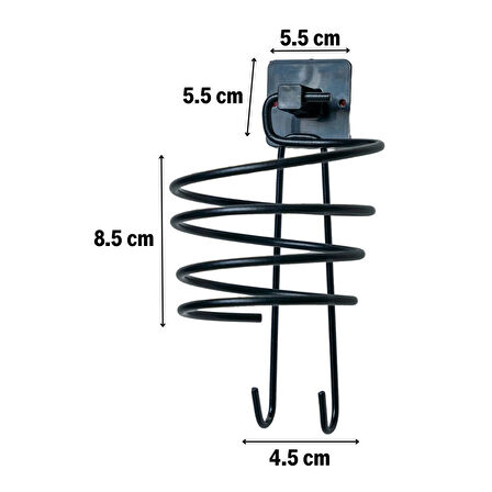 Buffer® Kendiliğinden Yapışkanlı Siyah Paslanmaz Metal Fön Makinesi Askısı Saç Kurutma Makinesi Tuta