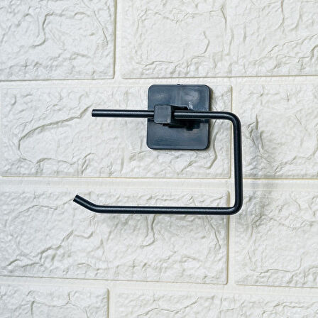 Buffer® Kendiliğinden Yapışkanlı Siyah Paslanmaz Metal Kapaksız Tuvalet Kağıtlığı Aparatı