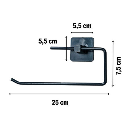 Buffer® Kendiliğinden Yapışkanlı Siyah Paslanmaz Metal Rulo Havluluk Aparat