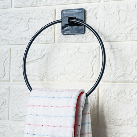 Buffer® Kendiliğinden Yapışkanlı Siyah Paslanmaz Metal Yuvarlak Havluluk