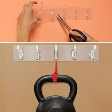 Buffer® 5'Li Güçlü Yapışkanlı Şeffaf Duvar Askısı Banyo Mutfak Düzenleyici Pratik Askılık