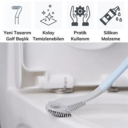 Buffer® Golf Tasarımlı Silikon Wc Klozet Mutfak Temizlik Fırçası Kanca Hediyeli