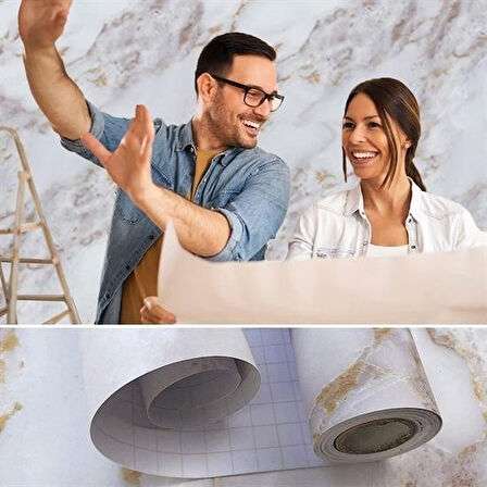 Buffer® Mermer Desenli Masa Tezgah Mutfak Su Geçirmez Yapışkanlı Folyo Sticker Sarı 5X0,6M