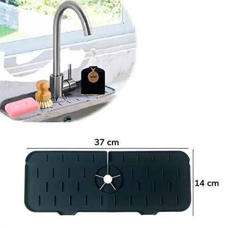 Buffer® Lavabo İçin Silikon Esnek Mat Musluk Sapı Damlama Tutucu Raf Mutfak Tezgahı Sıçrama Koruma