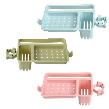 Buffer® Musluğa Takılan Sünger Havlu Askılı Sabun Hazneli Mutfak Banyo Lavabo Düzenleyici Organizer