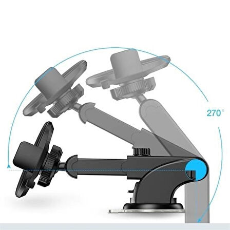 Buffer® 360 Derece Dönen Torpido Üstü Uzunluk Ayarlamalı Vantuzlu Teleskopik Araç Telefon Tutucu