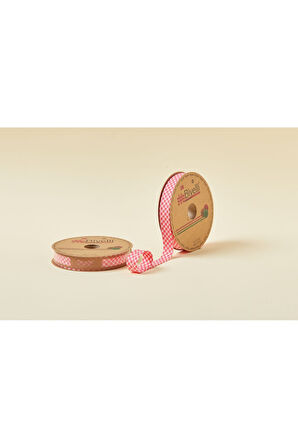 Biye Ekoseli Katlı E03 Kırmızı 2 Cm 25 Metre %65 %35 Polyester