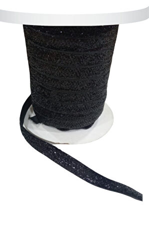 Kadife Kurdele Simli 1 Cm Siyah 5 Metre