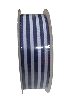 Tafta Çizgi Desen Kurdele 25 Mm Lacivert 5 Metre